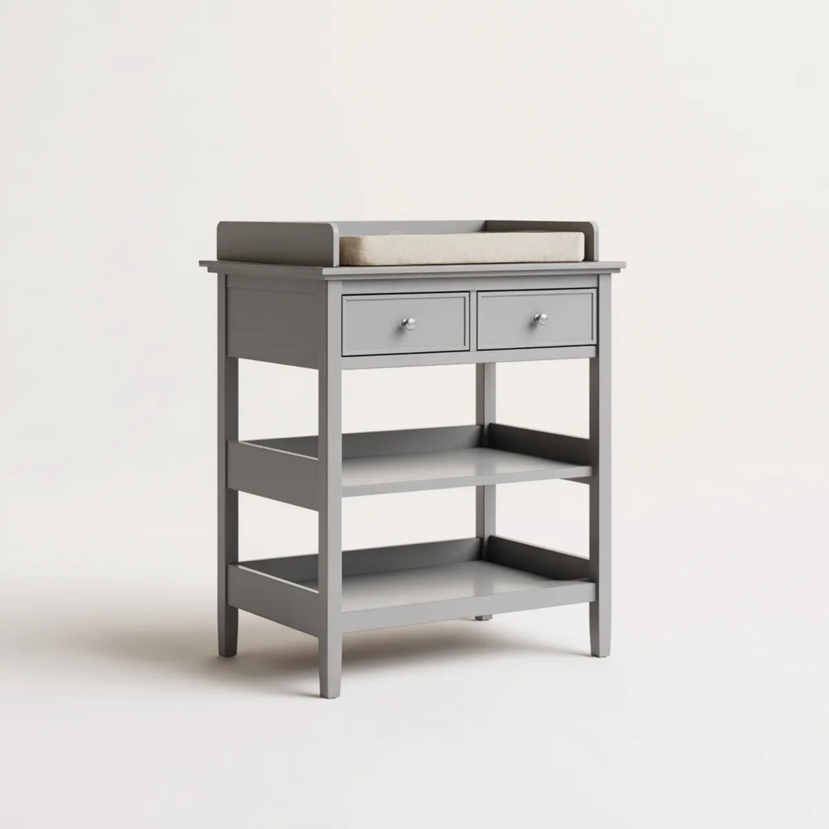 Fasciatoio per neonati grigio con 2 cassetti 2 ripiani in MDF 80 x 50 x 90 cm rettangolare
