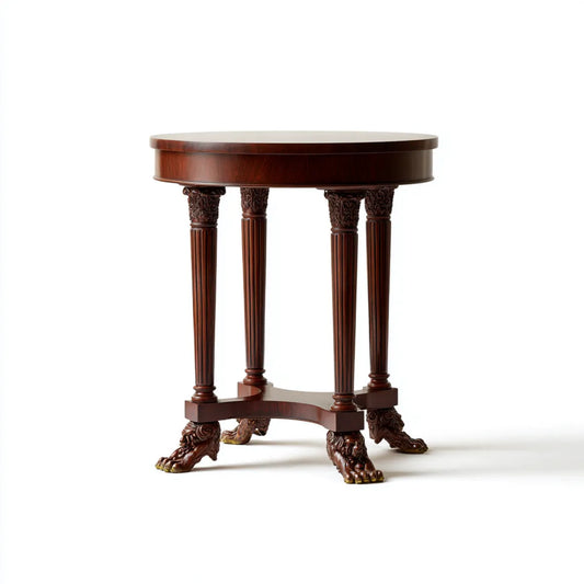 Tavolino laterale rotondo marrone scuro 60 x 60 x 75 cm in mogano massello con gambe intagliate