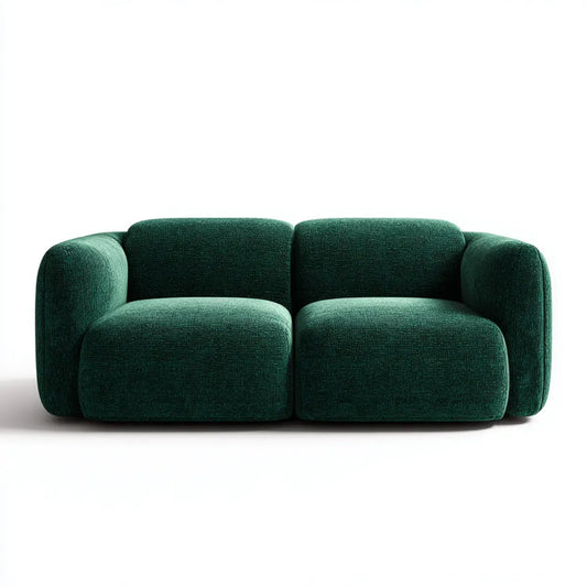 Divano 2 posti verde scuro in poliestere bouclé rettangolare 180 x 90 x 75 cm