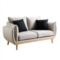 Divano 2 posti grigio chiaro in poliestere con cuscini neri struttura in legno massello 160 x 85 x 85 cm