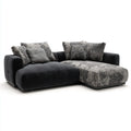 Divano angolare con chaise longue nero e grigio in microfibra di poliestere 280 x 170 x 78 cm
