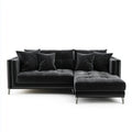 Divano angolare con chaise longue destra nero 260 x 160 x 85 cm in velluto di poliestere a L