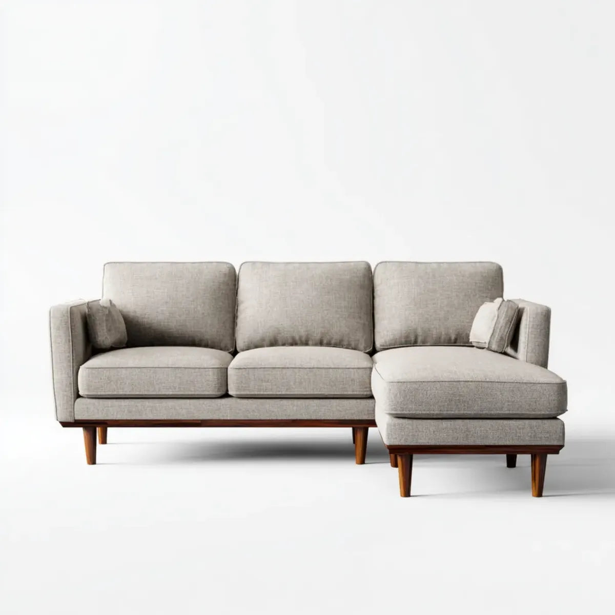Divano angolare 3 posti con chaise longue destra grigio 260 x 160 x 85 cm in poliestere e legno massello forma a L