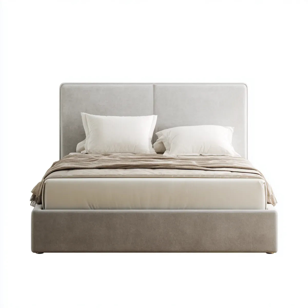 Letto matrimoniale imbottito grigio tortora 160 x 200 cm in poliestere rettangolare