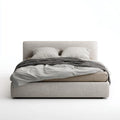 Letto matrimoniale imbottito beige 160 x 200 cm in poliestere rettangolare