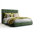 Letto matrimoniale imbottito verde bosco 160 x 200 cm in velluto di poliestere rettangolare