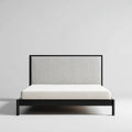 Letto matrimoniale grigio e nero 160 x 200 cm in acciaio e poliestere rettangolare