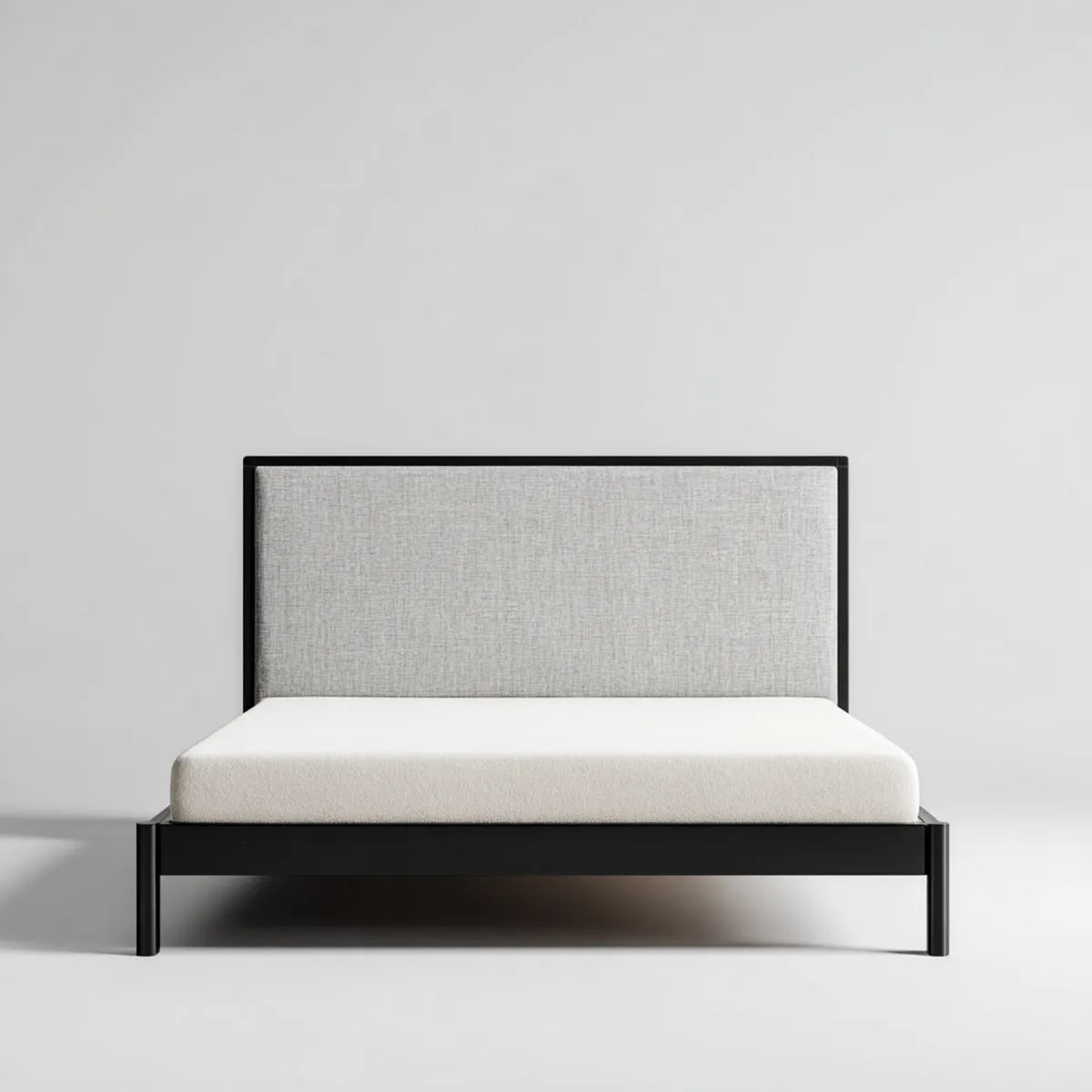 Letto matrimoniale grigio e nero 160 x 200 cm in acciaio e poliestere rettangolare