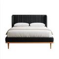 Letto matrimoniale imbottito nero 160 x 200 cm in poliestere con testiera rettangolare