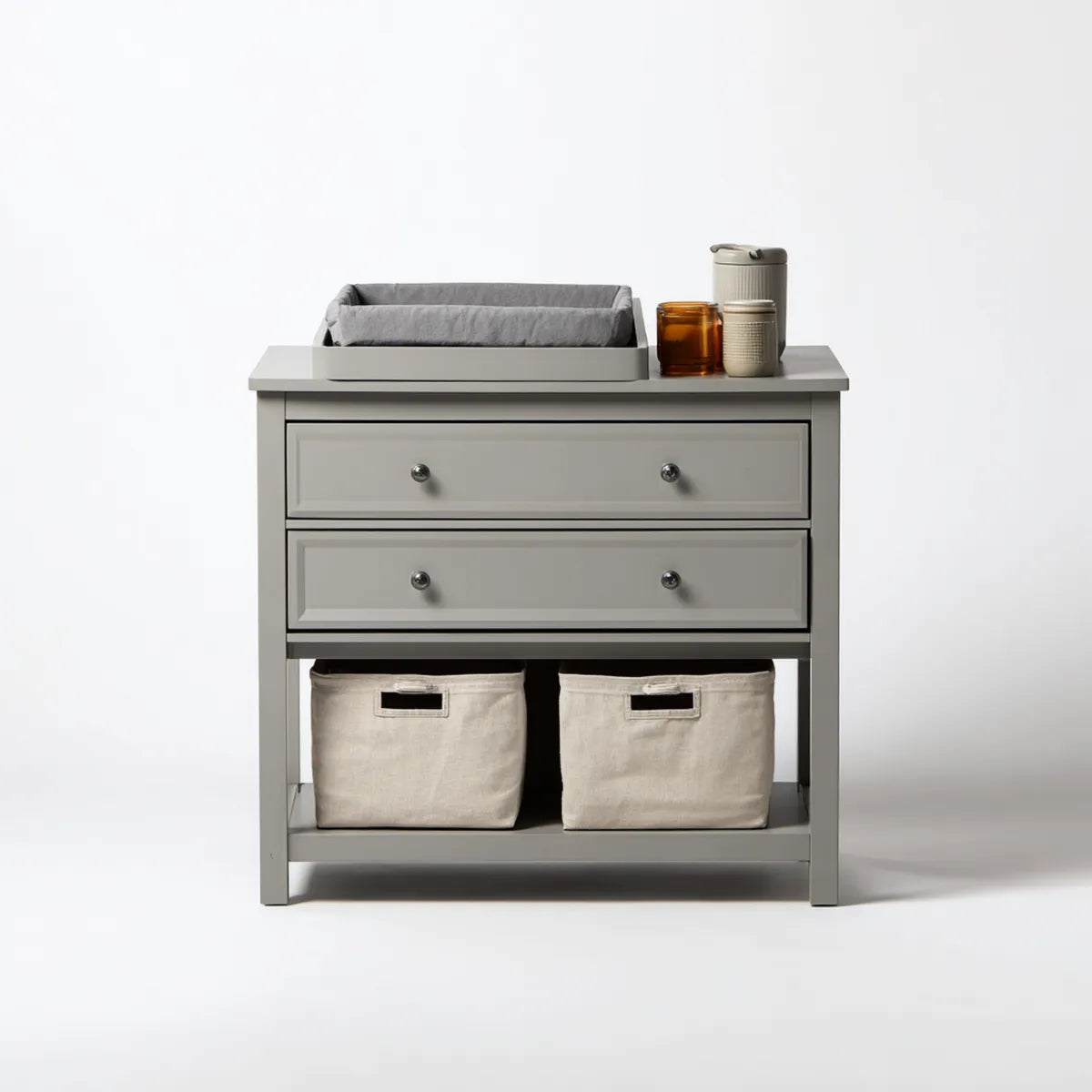 Fasciatoio con due cassetti grigio 100 x 50 x 95 cm in MDF rettangolare