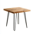 Tavolino laterale quadrato marrone 60 x 60 x 45 cm in legno massello di acacia e acciaio verniciato nero