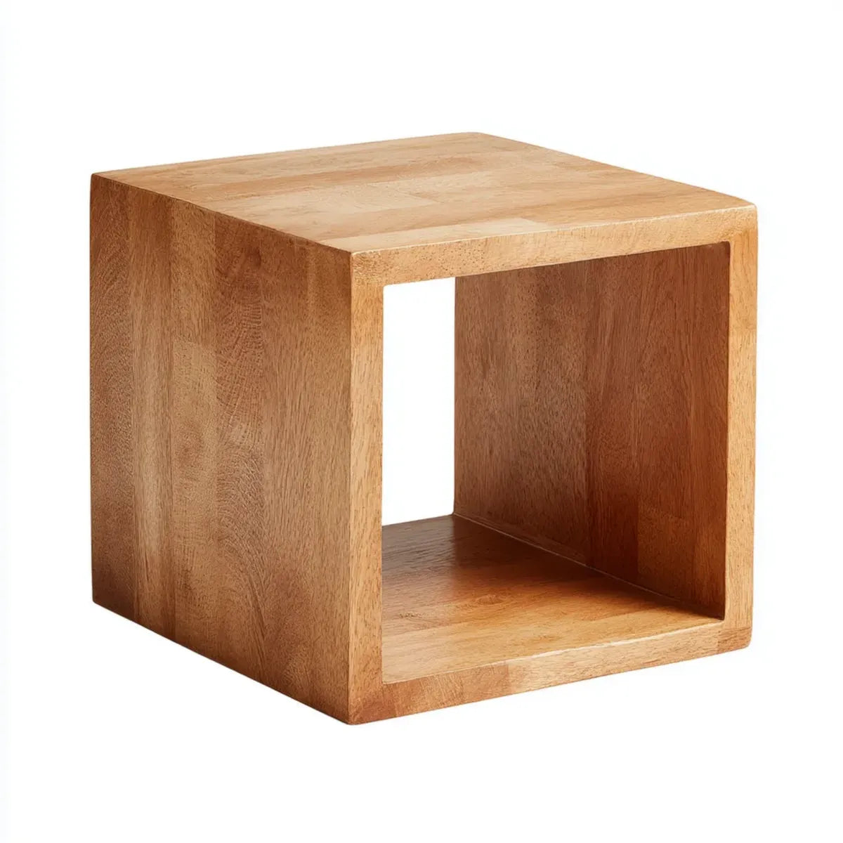 Tavolino laterale cubico marrone chiaro 40 x 40 x 40 cm in legno massello di mango