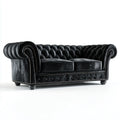 Divano Chesterfield 2 posti nero in pelle sintetica PU rettangolare 180 x 90 x 75 cm