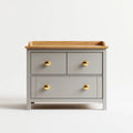Cassettiera fasciatoio grigio e rovere 90 x 50 x 90 cm in MDF e quercia massello rettangolare con 3 cassetti