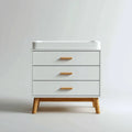 Fasciatoio con cassettiera bianco 90 x 50 x 90 cm in MDF e rovere massello rettangolare