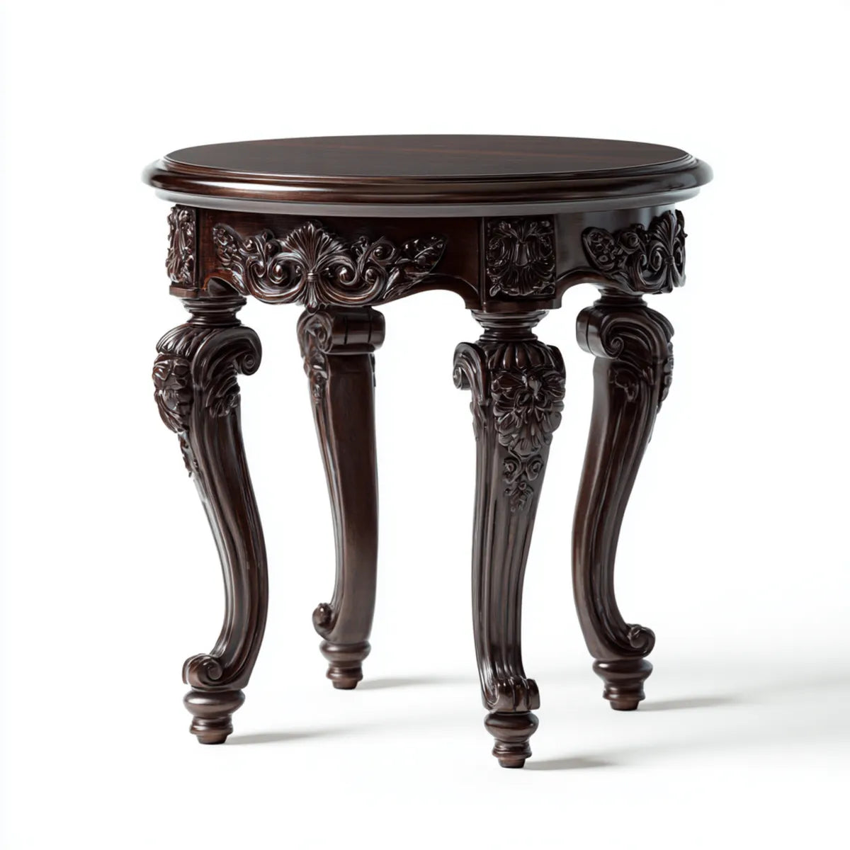 Tavolino laterale rotondo marrone scuro in legno massello Ø 60 x H 65 cm