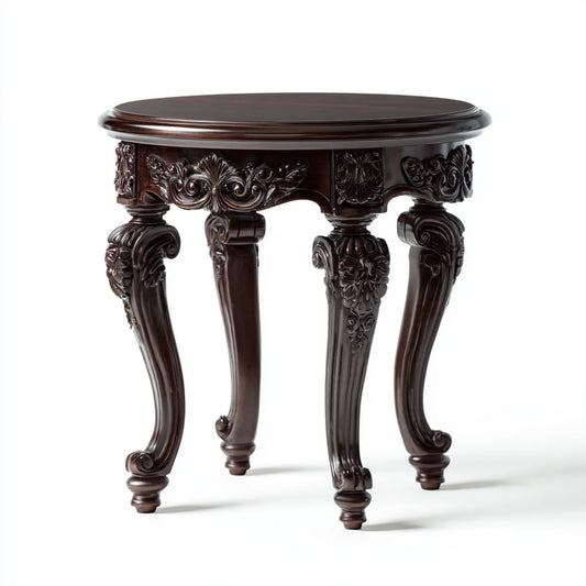 Tavolino laterale rotondo marrone scuro in legno massello Ø 60 x H 65 cm