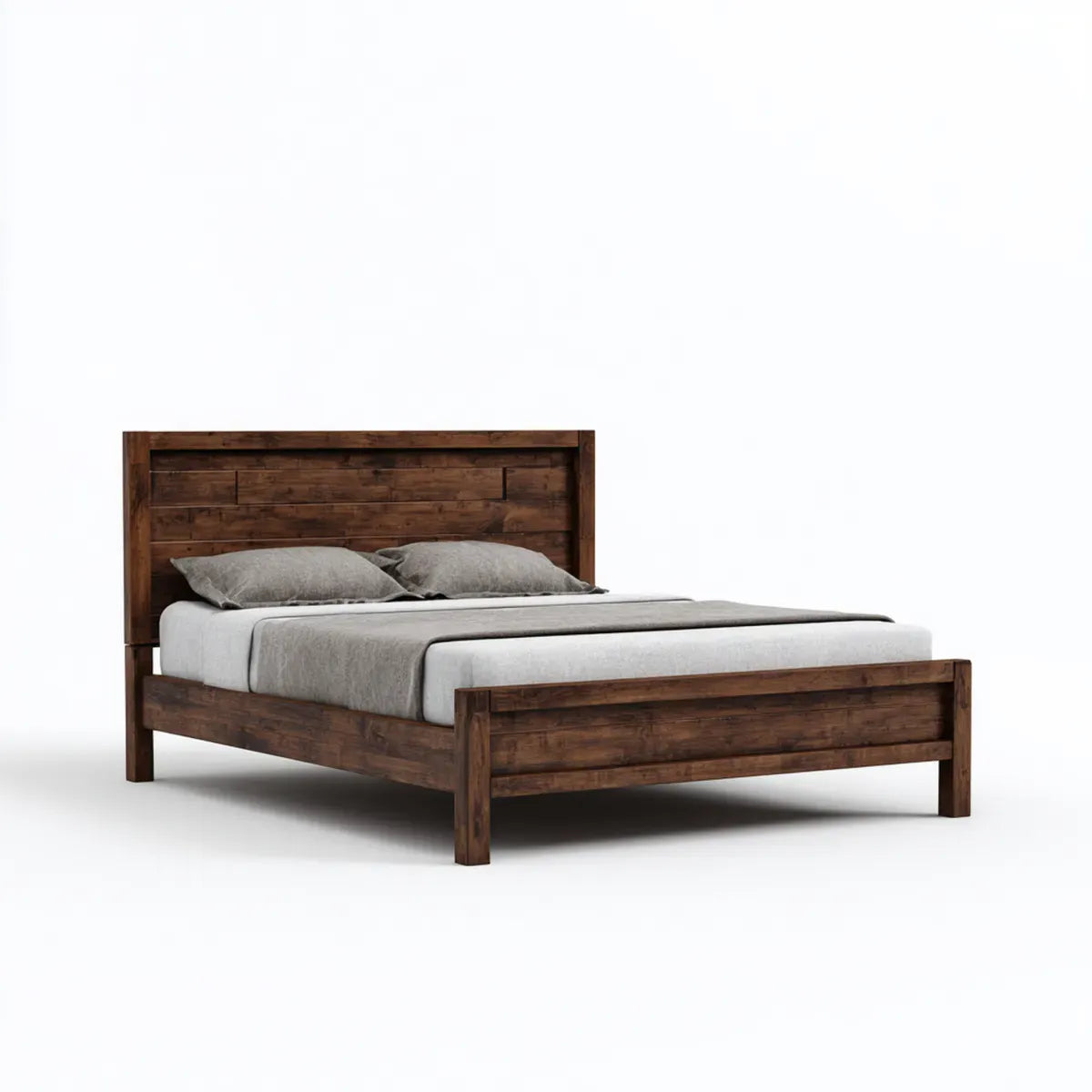 Letto matrimoniale marrone scuro 160 x 200 cm in legno massello rettangolare