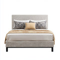 Letto matrimoniale imbottito beige 160 x 200 cm in poliestere jacquard rettangolare