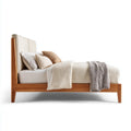 Letto matrimoniale crema e marrone miele 160 x 200 cm in legno massello e poliestere rettangolare