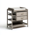 Fasciatoio con cassettiera grigio 91 x 48 x 101 cm in legno massello rettangolare