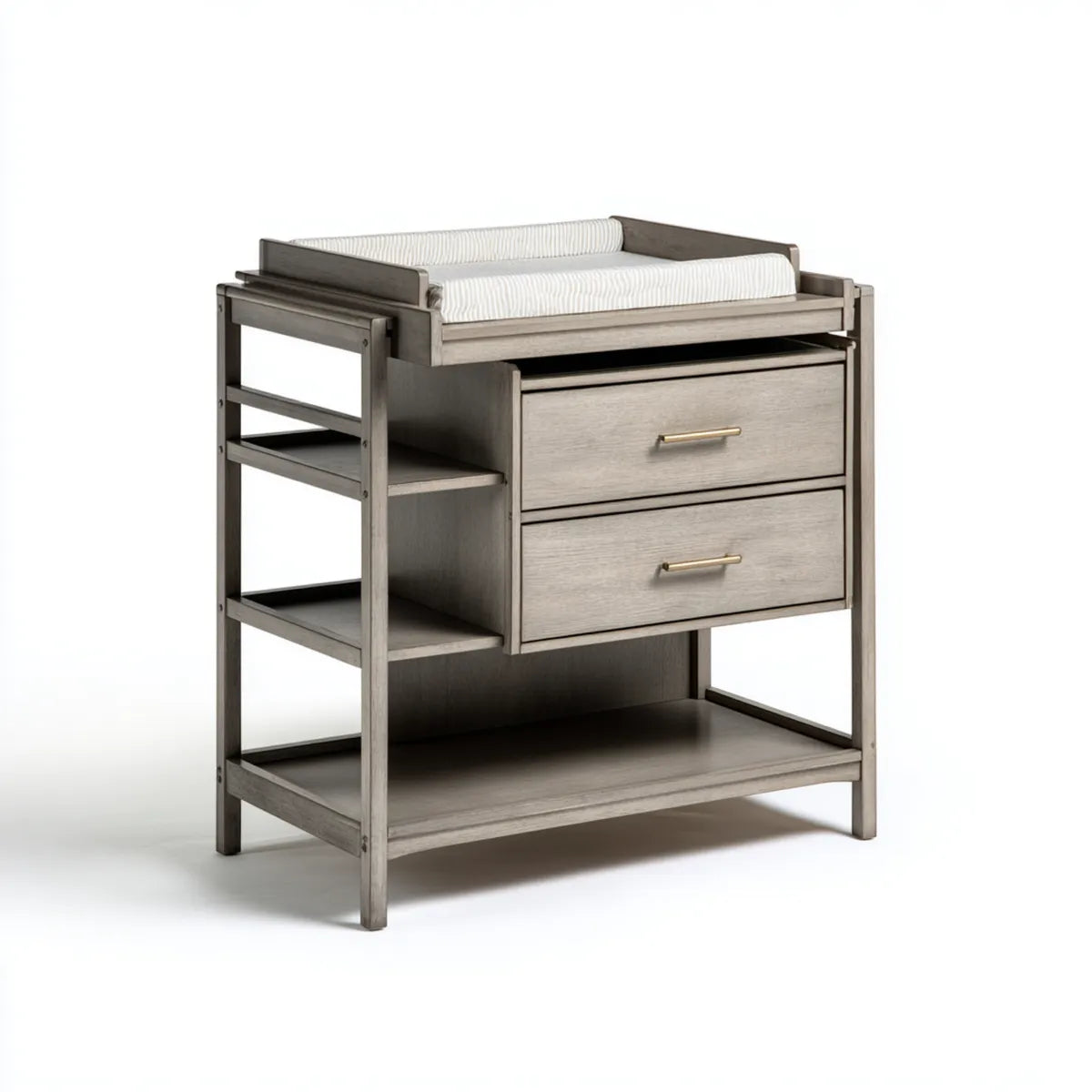 Fasciatoio con cassettiera grigio 91 x 48 x 101 cm in legno massello rettangolare