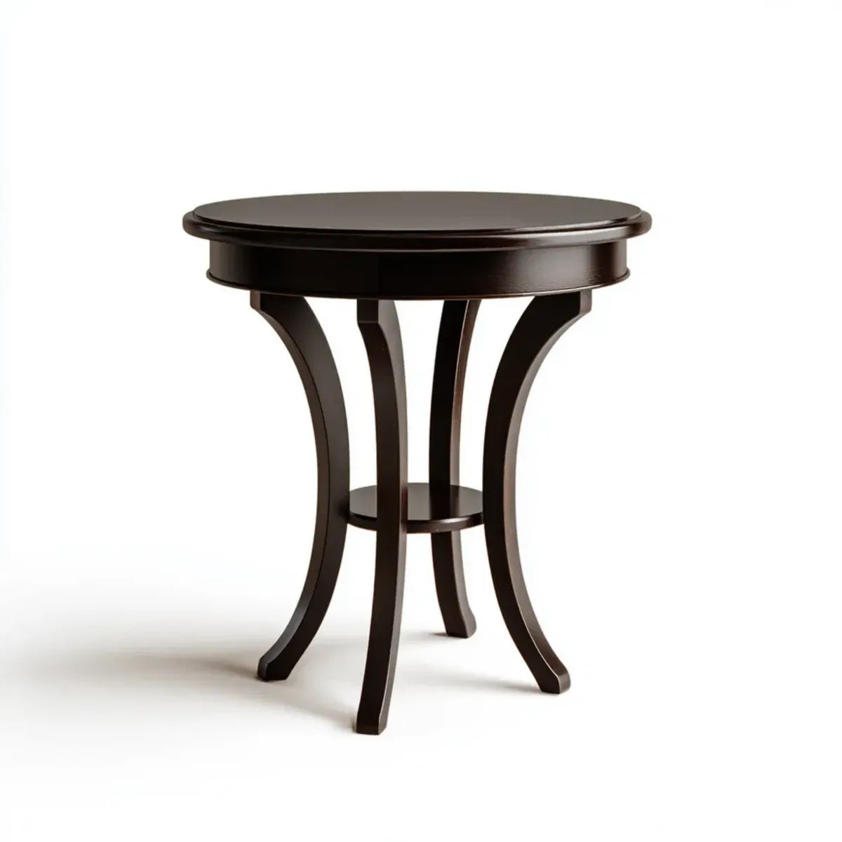 Tavolino laterale rotondo marrone scuro in legno massello Ø 50 x H 65 cm